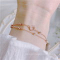 Korean version of simple D letter glittering zircon bead chain bracelet, small ins cold style personality jewelry